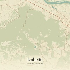 Vintage map of Izabelin, Poland.