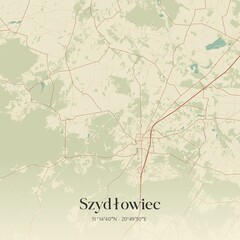 Vintage map of Szydlowiec, Poland.
