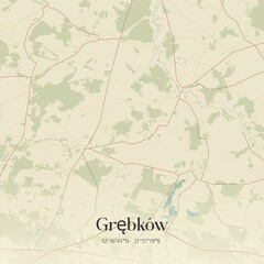 Vintage map of Grebków, Poland.
