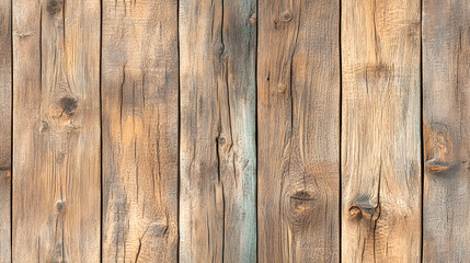 Fototapeta premium Aged wooden texture pattern background featuring rustic oak planks with visible cracks and grain, warm and natural.