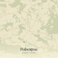 Vintage map of Poswietne, Poland.
