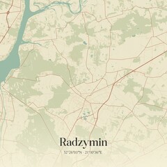 Vintage map of Radzymin, Poland.