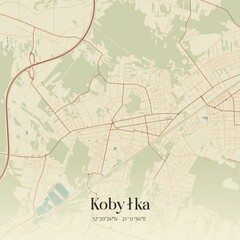 Vintage map of Kobylka, Poland.