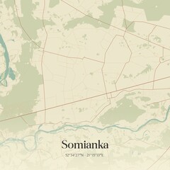 Fototapeta premium Vintage map of Somianka, Poland.