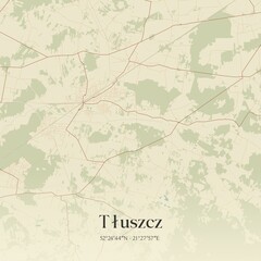 Vintage map of Tluszcz, Poland.