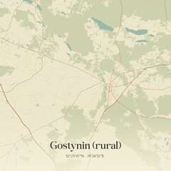 Vintage map of Gostynin (rural), Poland.
