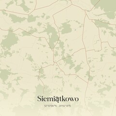Vintage map of Siemiatkowo, Poland.