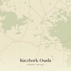 Vintage map of Kuczbork-Osada, Poland.