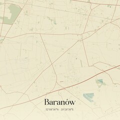 Vintage map of Baranów, Poland.