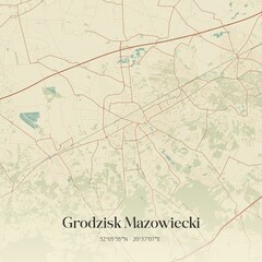 Vintage map of Grodzisk Mazowiecki, Poland.