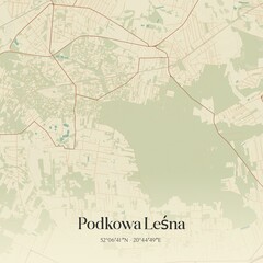 Vintage map of Podkowa Lesna, Poland.