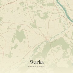Vintage map of Warka, Poland.