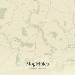 Vintage map of Mogielnica, Poland.