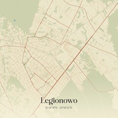 Vintage map of Legionowo, Poland.