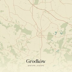 Vintage map of Grodków, Poland.