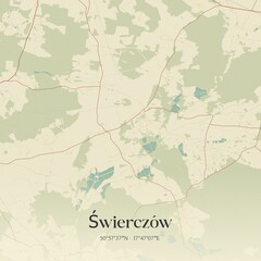 Vintage map of Swierczów, Poland.