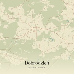 Vintage map of Dobrodzien, Poland.