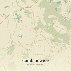 Fototapeta premium Vintage map of Lambinowice, Poland.