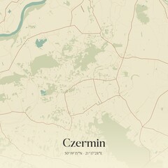 Vintage map of Czermin, Poland.