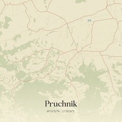 Vintage map of Pruchnik, Poland.