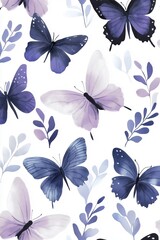 Fototapeta premium delicate seamless butterfly pattern in blue tones