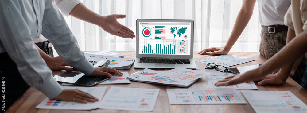 Poster business data dashboard provide brisk business intelligence analytic for marketing strategy planning