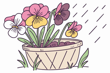 spring flowers in a pot