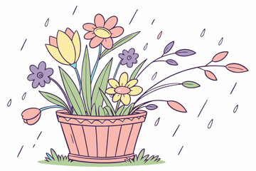 bouquet of tulips in a pot