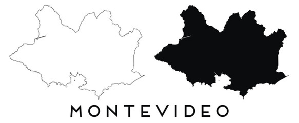 Montevideo city map outline and black silhouette vector
