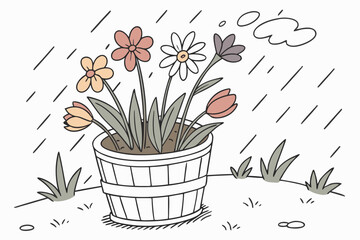 spring flowers in a pot