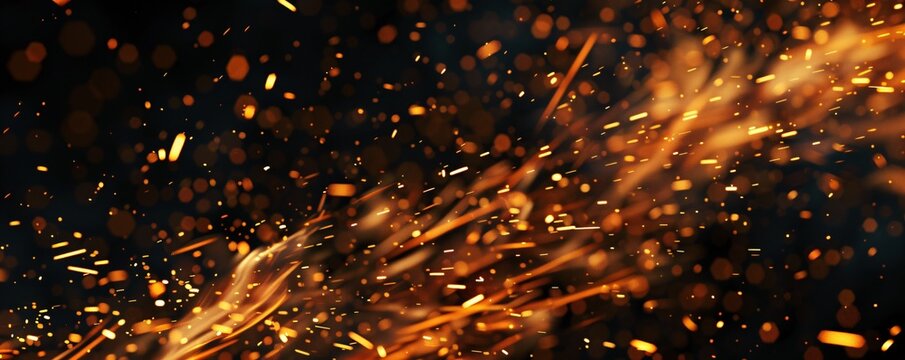 A black background with orange sparks flying in the air