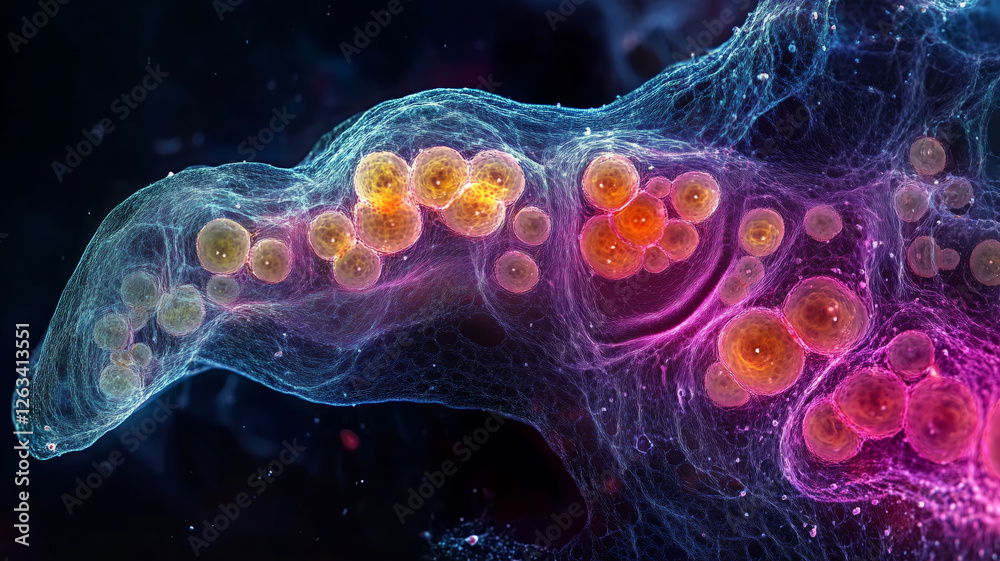 Poster Neuro-map visualizing the complexities of neural connections in vibrant colors