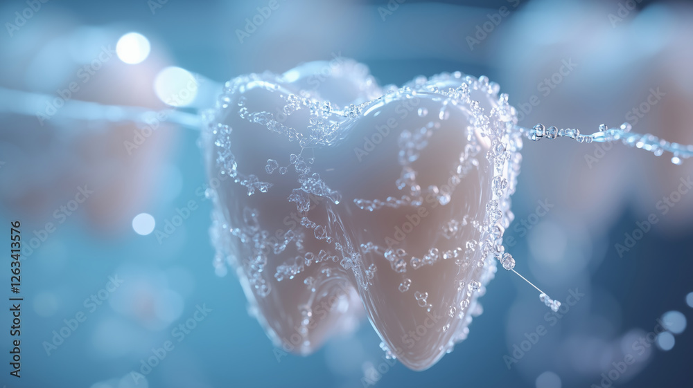 Poster Neuro-map design showcasing a vibrant 3D tooth structure with bubbles