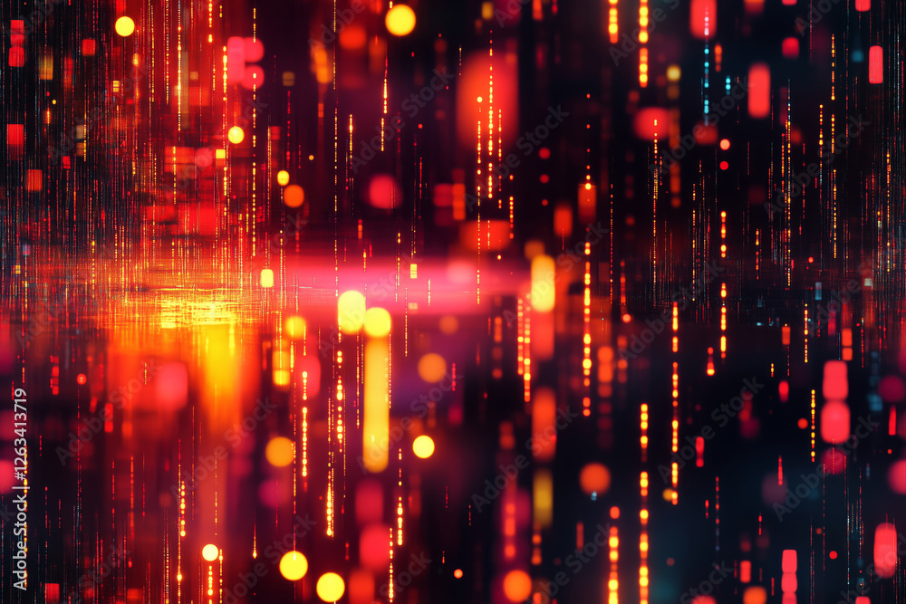 Poster digital flow of percentages and trade data forms a financial landscape