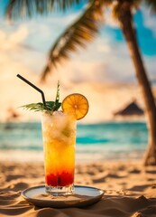 orange juice at the beach 