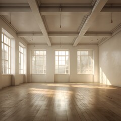 Fototapeta premium A large room with a white ceiling and white walls