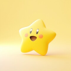 Rank and coordinator concept. Smiling yellow star on a soft yellow background.