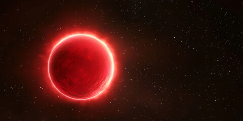 Close-up of a red dwarf star emitting flares of scorching plasma, illuminating the dark cosmos with an intense crimson glow.