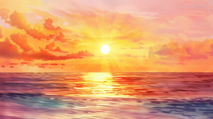 Obraz premium watercolor painting of a sunset