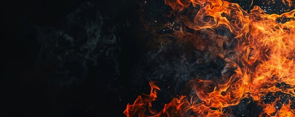 A black background with a large flame on it