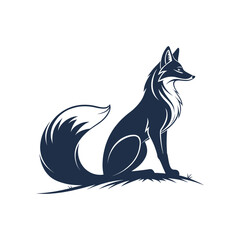 snow fox silhouette logo illustration