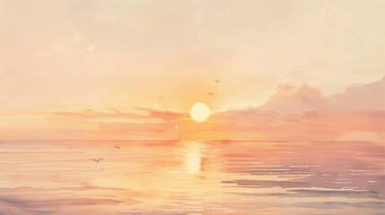 Obraz premium watercolor painting of a sunset