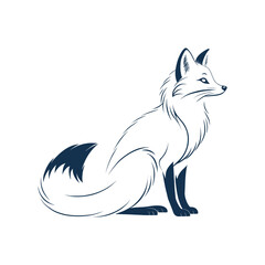snow fox silhouette logo illustration