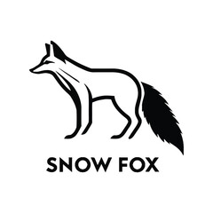 snow fox silhouette logo illustration