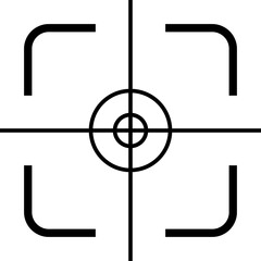 Weapon sight reticle or scope crosshair highlighting the precise aiming point for sniper rifle, ensuring accurate targeting of enemies and enhancing shooting precision