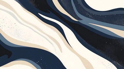 Obraz premium Abstract Swirling Waves in Cream Blue and Black Hues