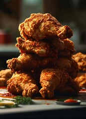 close up of fried chicken 
