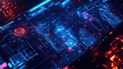 Obraz premium Smart City Interface with AI-generated Data Flow Visualization