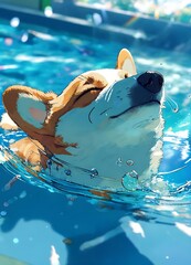 dog in the water playing