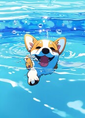 dog playing in water